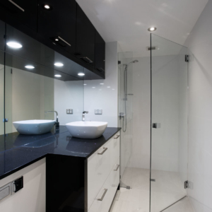 Black and white bathroom perth