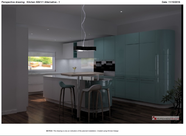 An example of a render of one of our kitchen projects